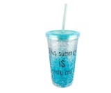 Cumpara ieftin Pahar termoizolant cu pereți dubli și gel răcoritor, 420 ml, albastru
