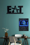 Decoratiune luminoasa LED, Eat, MDF, 60 LED-uri, Albastru