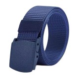 Cumpara ieftin Curea barbati din nylon ajustabila, design fara gauri, catarama din plastic rezistent, 120 cm, albastru , stil modern, confortabil si versatil