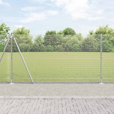 vidaXL &amp;Icirc;ngrădire cu st&amp;acirc;lpi Argintiu 1.2 x 25 m Oțel foto