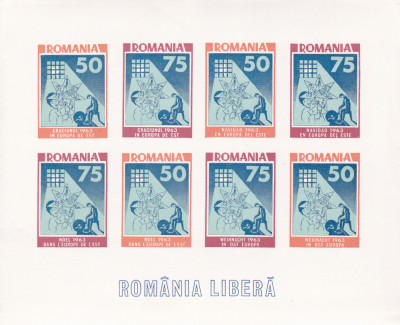 Romania Exil, MINICOALA CRACIUN 1963 nedantelat,MNH. foto