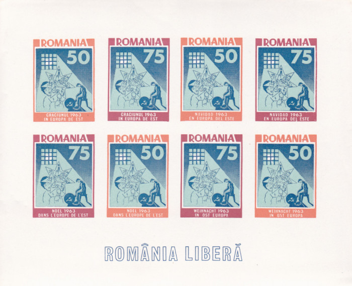 Romania Exil, MINICOALA CRACIUN 1963 nedantelat,MNH.