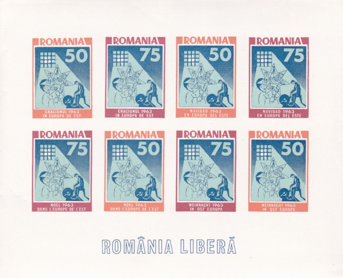 Romania Exil, MINICOALA CRACIUN 1963 nedantelat,MNH.