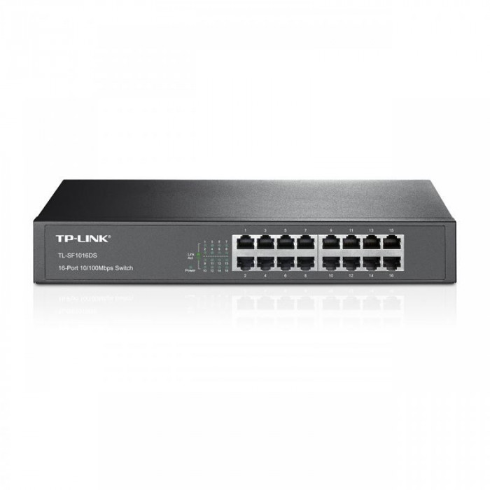 Switch tp-link tl-sf1016ds 16 porturi 10/100mbps 1u 13 rackmount metal