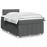 Cumpara ieftin Pat box spring cu saltea, gri &icirc;nchis, 120x190 cm, textil