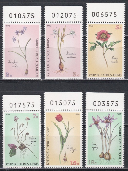 Ciprul Grec 1990 - Flori, MNH