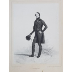 PAUL KOLOUNOFF , LITOGRAFIE DUPA UN DESEN de AUGUSTE RAFFET , MONOCROMA, DATATA 1848