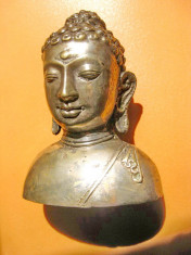 7009-Statuieta bust Zeita India bronz argintat. foto