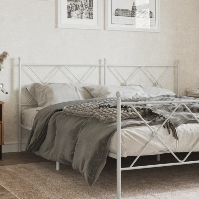 vidaXL Tăblie de pat metalică, alb, 180 cm foto