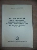 Recomandari pentru organizarea si desfasurarea pregatirii practice a elevilor din clasele 9-10 ale scolii generale de 10 ani