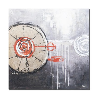 Tablou abstract pictat manual gigant - Prin univers, 100x100cm ulei pe panza in relief efect 3D, gata de agatat pe perete foto