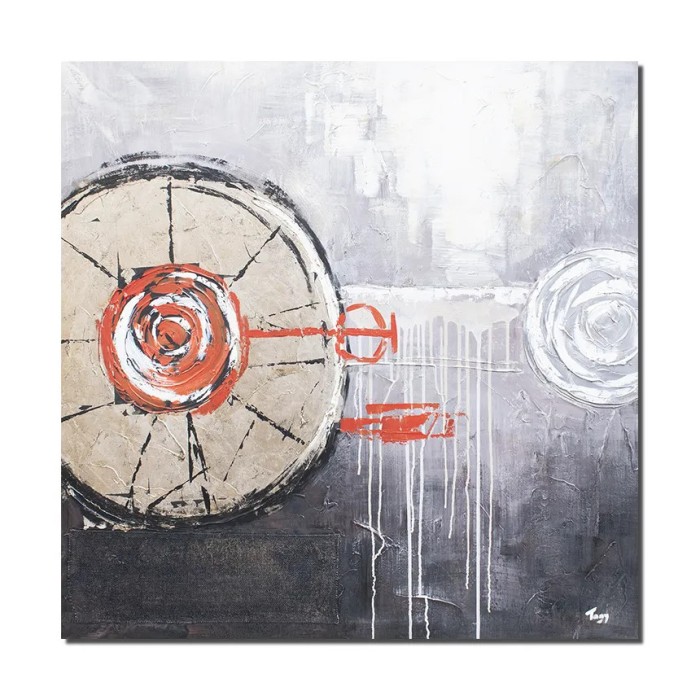 Tablou abstract pictat manual gigant - Prin univers, 100x100cm ulei pe panza in relief efect 3D, gata de agatat pe perete