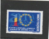 ROMANIA 2003 LP 1603 10 ANI DE LA SEMNAREA ACORDULUI CU UE MNH NESTAMPILAT