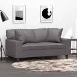 VidaXL Canapea cu 2 locuri cu pernuțe, gri, 120 cm, piele ecologică