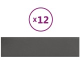 Cumpara ieftin Panouri perete 12 buc. gri 60x15 cm, piele ecologica, 1,08 m&sup2;