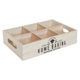 Organizator Bucătărie Lemn, Model &Ccedil;&times;Home Baking&Ccedil;Ł, 6 Compartimente, Natur, 26.5x18.5x6.5cm, Oem