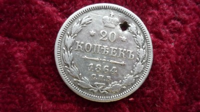 20 KOPEICI 1864 ARGINT ***** foto