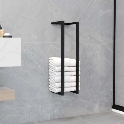 Gossi suport de prosoape, negru, 12,5 x 12,5 x 60 cm, fier foto
