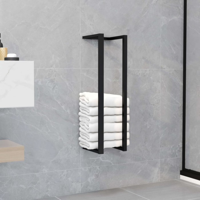 Gossi suport de prosoape, negru, 12,5 x 12,5 x 60 cm, fier