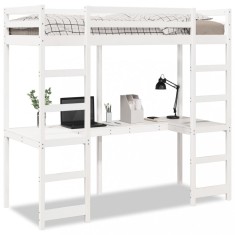 vidaXL Cadru pat supraetajat fara saltea alb 75x190 cm lemn masiv pin foto