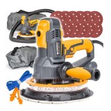 Slefuitor pereti Powermat PM-DG-1400L-PRO, 1400W, LED 360&deg;, Aspirator, 190mm + 12 discuri abrazive