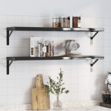 vidaXL Rafturi Perete Negre Oțel Inoxidabil 100x23.5x3cm (Set 2) - Rafturi Suspendate, Montabile, Design Modern, Capacitate 30kg