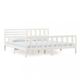 Cumpara ieftin Cadru de pat, alb, 200x200 cm, lemn masiv