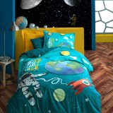 Cumpara ieftin Lenjerie Copii Little Astronaut Turcoaz (Bumbac 100%)