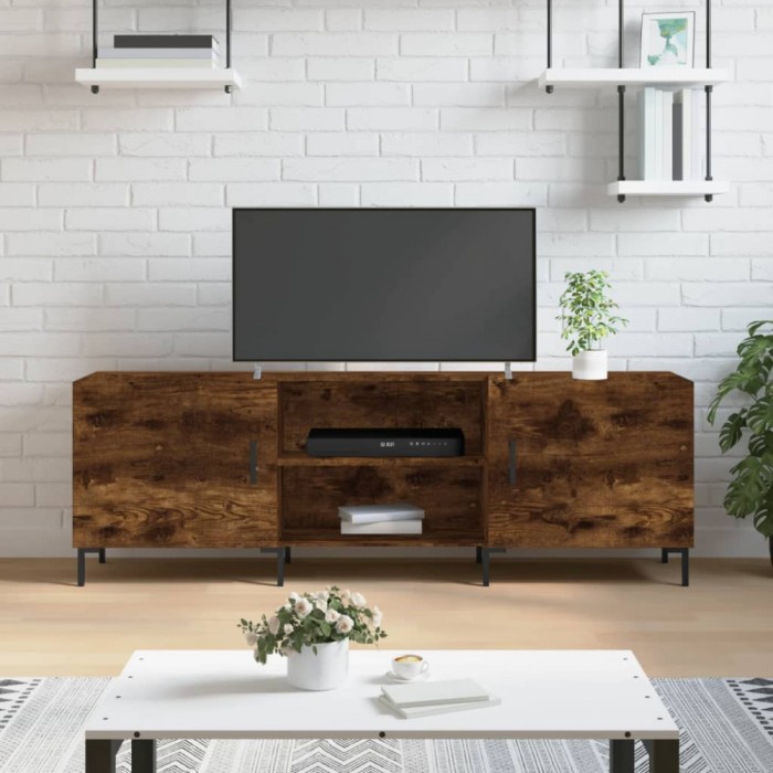 vidaXL Comodă TV, stejar fumuriu, 150x30x50 cm, lemn compozit