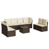 Cumpara ieftin Set canapele de gradina cu perne, 9 piese, maro, poliratan