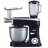 Robot de bucatarie Voltz V51115AS, 2100W, 7.5 litri, Masina de tocat carne si blender, 3 agitatoare, 6 trepte + Pulse, Negru