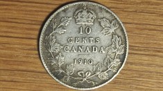 Canada -moneda de colectie argint sterling- 10 cents 1910 -Edward VII- superba!