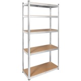 Raft metalic, 5 polite, 750Kg, polite MDF, 180x90x40cm, otel galvanizat, argintiu, Rebel, RB-1251
