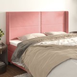 VidaXL Tăblie de pat cu aripioare, roz, 203x16x118/128 cm, catifea