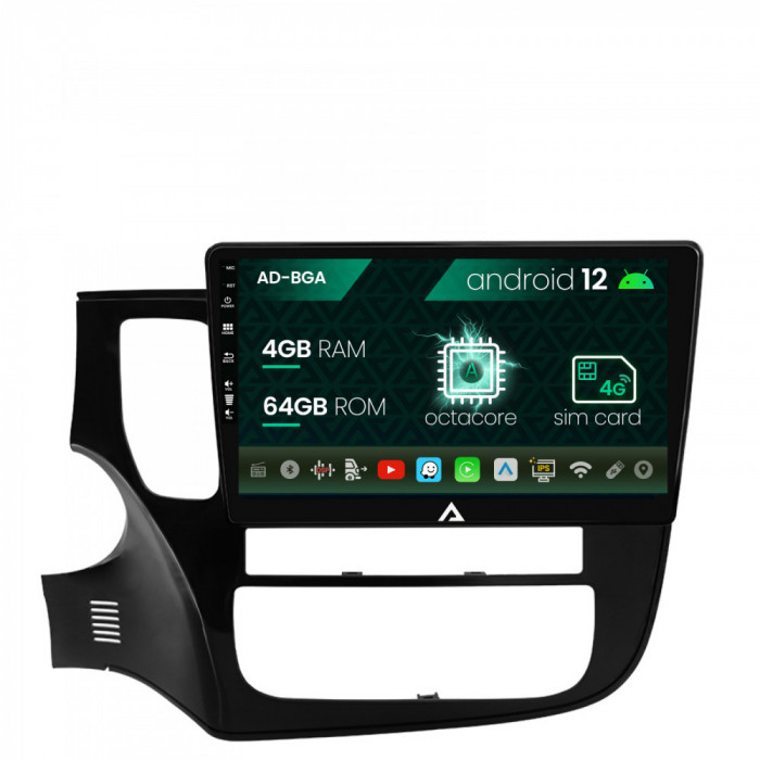Navigatie Mitsubishi Outlander (2013-2020), Android 12, A-Octacore 4GB RAM + 64GB ROM, 10.1 Inch - AD-BGA10004+AD-BGRKIT268