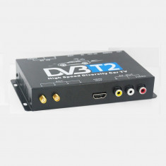 Tuner TV DVB-T2 auto digital cu 2 antene si USB media player foto