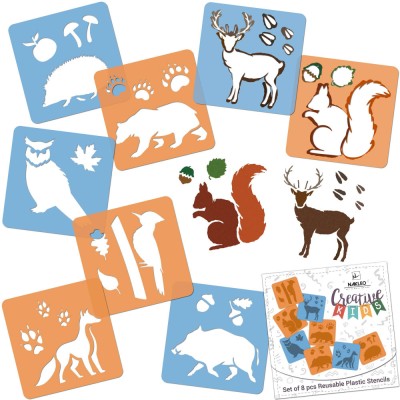 Șablon de desenat pentru Kids (8 buc) // ANIMALE FORESTIERE foto