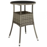 vidaXL Masă de grădină, gri, &Oslash;60x75 cm, sticlă securizată/poliratan