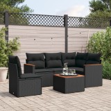 vidaXL Set mobilier de grădină cu perne, 6 piese, negru, poliratan 3225978