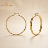 Cumpara ieftin Cercei Aurelia , cercei rotunzi mari placati cu aur 18K, fabricati A n Brazilia, 4,8 cm