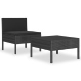 Cumpara ieftin Set mobilier de gradina cu perne, 2 piese, negru, poliratan