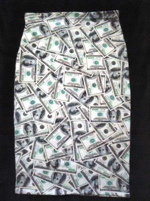 FUSTA ELASTICA MIDI IMPRIMEU DOLARI AMERICANI HARTII 100$ USD MILEY CYRUS foto