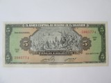 Rara! El Salvador 5 Colones 1983 UNC,bancnota din imagini