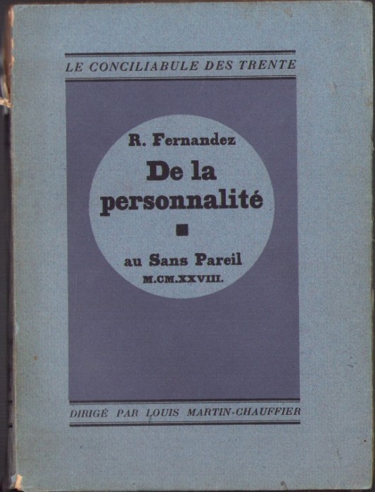 HST C3354 De la personalit&eacute;. au Sans Pareil par R. Fernandez, 1928