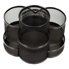 Suport Pixuri Rotativ Metalic, 7 Compartimente, Negru, 18x9cm