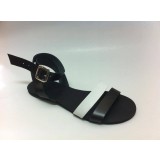 Sandale de dama din piele double stripe BlackWhite