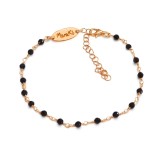 Cumpara ieftin Brățară Rozariu Spinel Negru Argint 925 Placat Aur Roz, Anthony Rose, Unisex, 17-23cm, Ajustabilă, Sac Cadou, Made in Italy