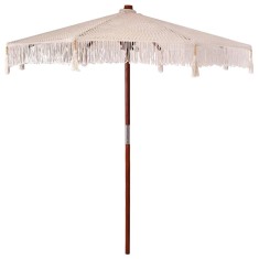 vidaXL Umbrelă de soare Altele Crem x 250 cm Bumbac și lemn masiv