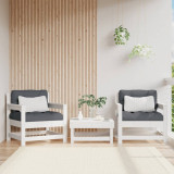 Scaune de grădină cu perne, 2 buc., alb, lemn masiv de pin, vidaXL