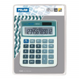 Calculator de Birou MILAN, 12 Digits, 130x100x15 mm, Alimentare Duala, Corp din Plastic Alb, Calculatoare Birou, Calculator 12 Digits, Calculator 12 D